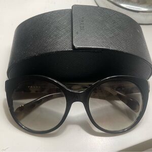Prada Black Oversized Round Sunglasses with Gradient Lenses